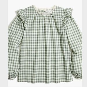 JCREW FACTORY Long Sleeve Ruffle Shoulder Top
